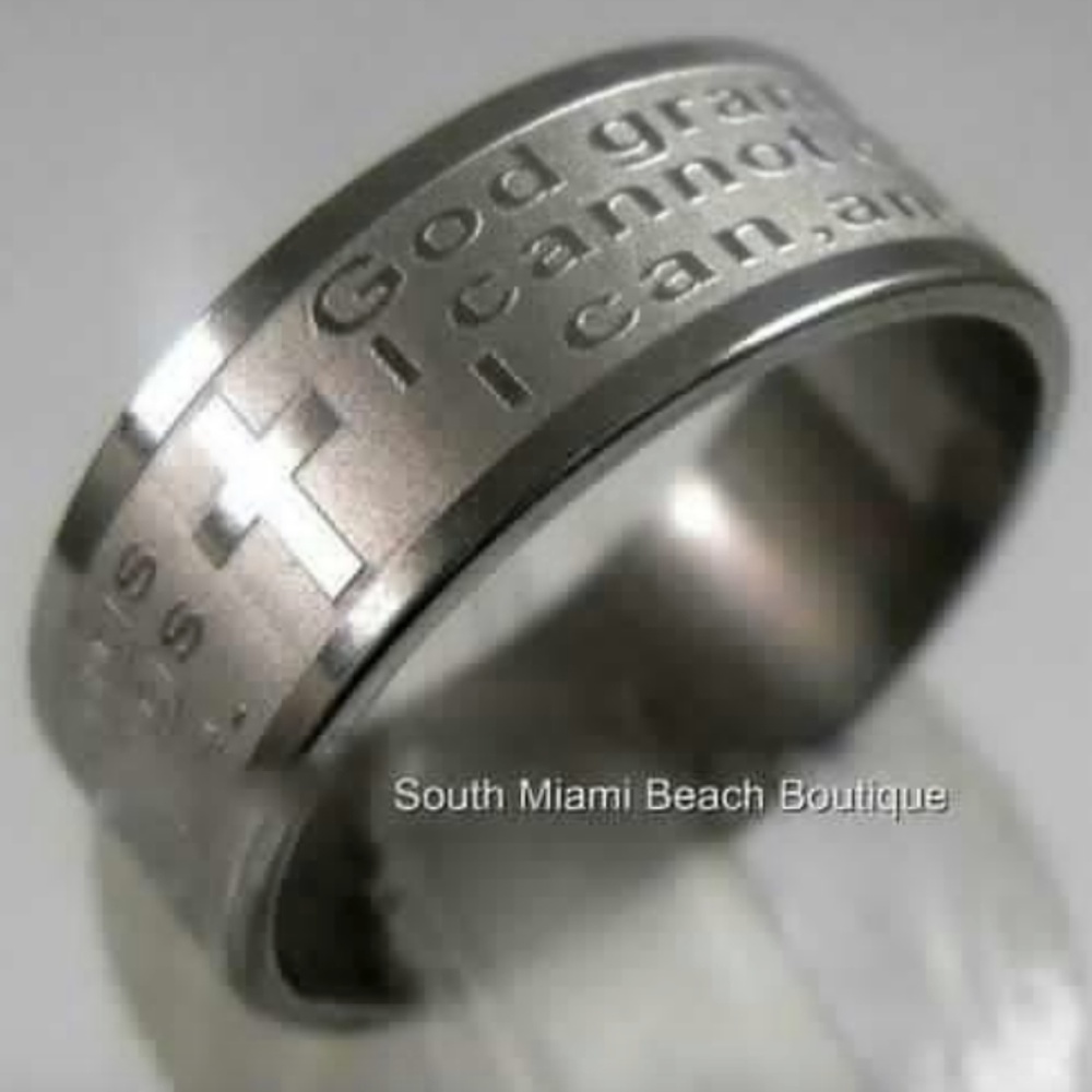 Serenity Prayer Ring Band Stainless Steel Silver Mens Womens Sz 6 7 8 9 10 11 12